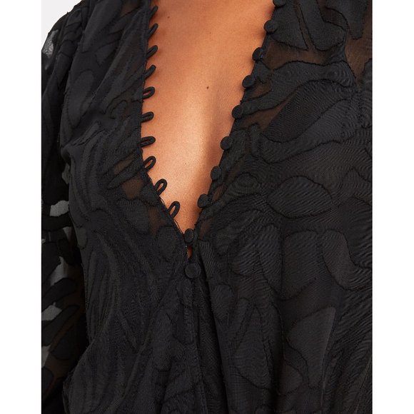 NIGHT NIGHT By Jonathan Simkhai Fil Coupé Black Long Sleeve Bodysuit - Picture 4 of 14